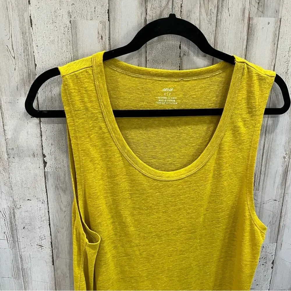 Aerie Linen Blend Mustard Yellow Sheath Dress Cover Up